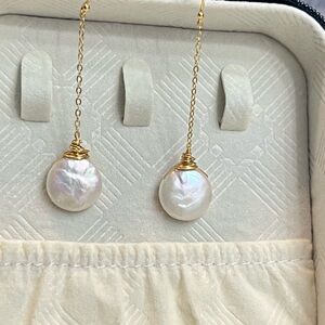 Elegant Gold and White Pearl Drop Earrings